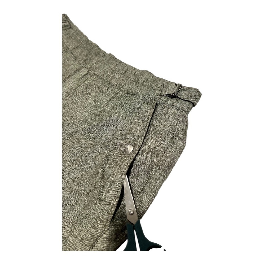 Athleta Voyager Linen Pants Women's 16 Olive Green Cropped Adjustable Waist - Picture 10 of 16